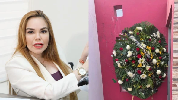 Paola Gárate Valenzuela, quien recibió una corona fúnebre